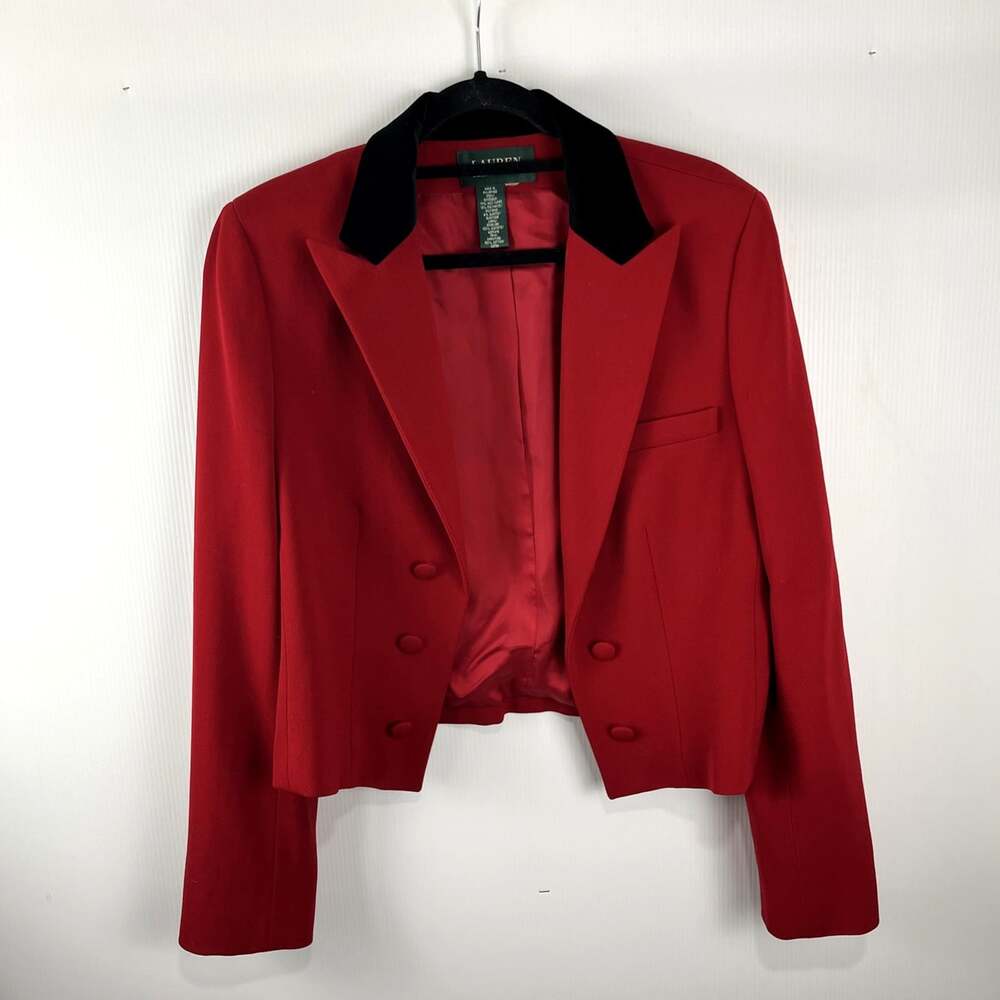 Lauren Ralph Lauren Cherry-Red 80s Style Cropped Blazer Women’s Size M